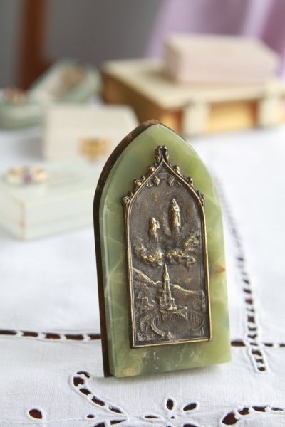 ルルドのオラトリー　グリーンマーブル　フランス　アンティークストリュフ