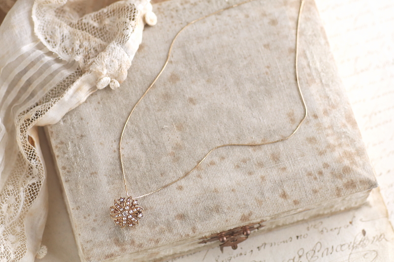 ダイヤモンド　パールペンダントブローチ　アンティークジュエリー　イギリス　アンティークストリュフ 20251210