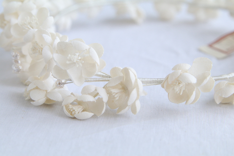 布花のティアラ　ウエディング　フランス　アンティークストリュフ