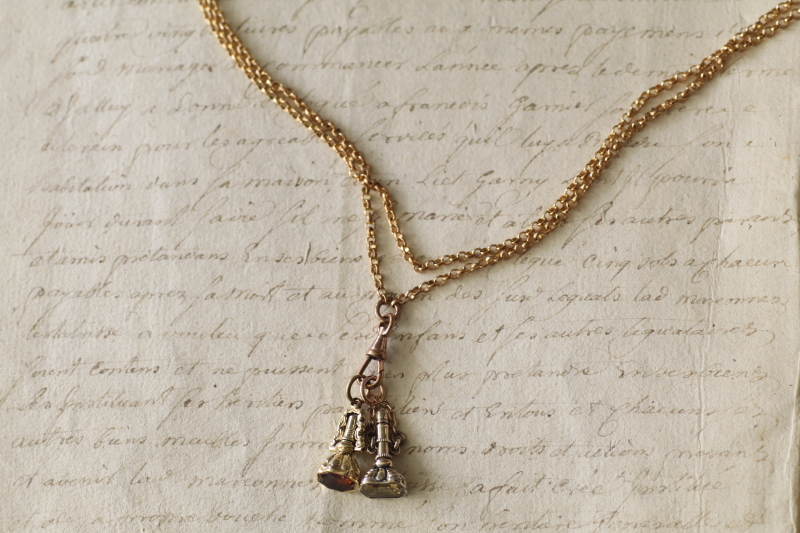 ヴィクトリアンウォッチフォブ　ウォッチキー　ロケット　ロングネックレス　アンティークストリュフ