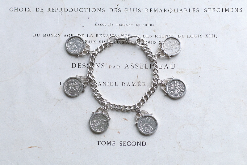 ジョージ5世シルバーコインブレスレット　リング　イギリス　アンティークストリュフ