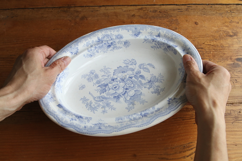 アジアティックフェザンツ　オーバルコンポート　イギリス　ヴィクトリアン　アンティークストリュフ