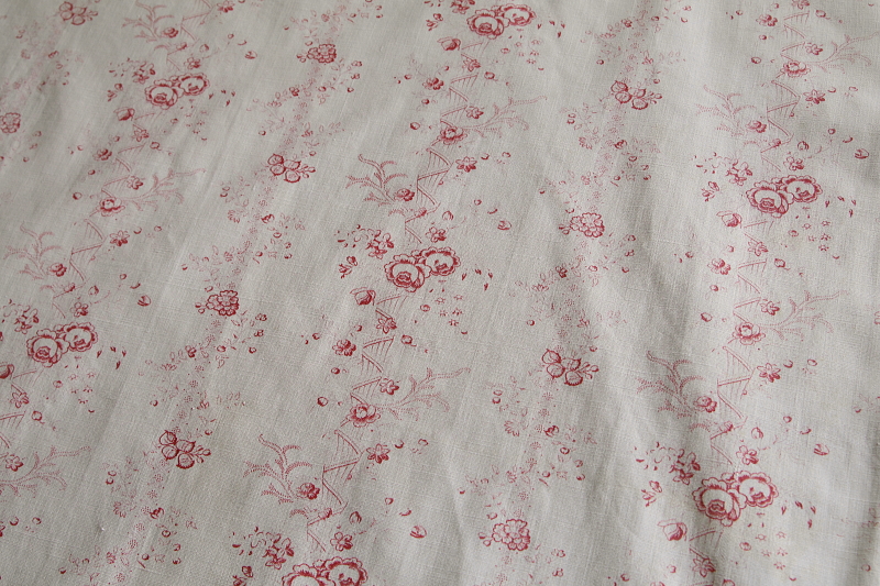 薔薇のフレンチプリントファブリックカーテン　フランス　アンティークストリュフ