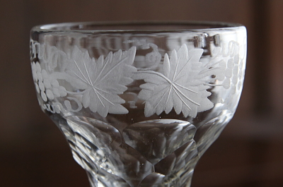 葡萄文カットクリスタルリキュールグラス　ヴィクトリアン　イギリス　アンティークストリュフ