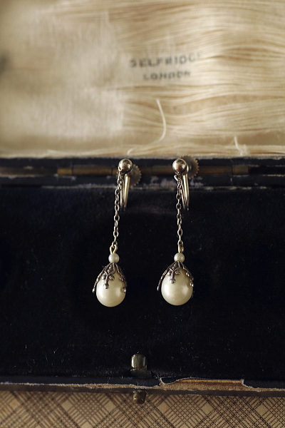 　グラスパール　シルバーイヤリング　ヨーロッパ　アンティークストリュフ 20250827