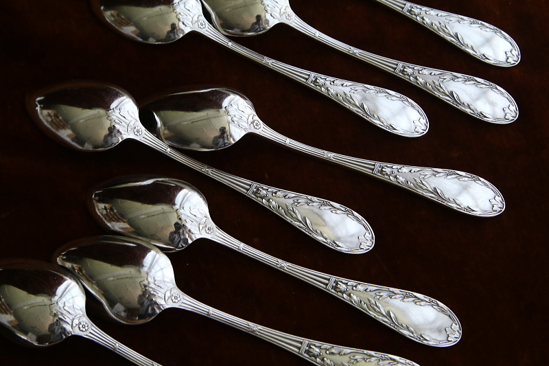 オリーブのテーブルスプーン＆フォーク　フランス　アンティークストリュフ