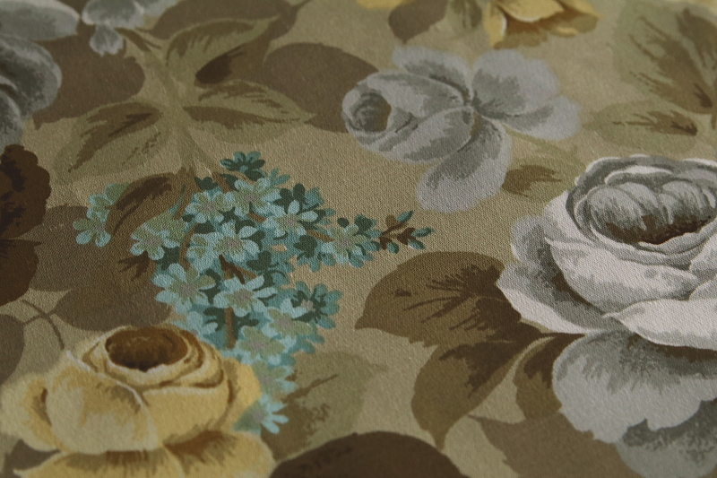 薔薇と勿忘草のヴィンテージプリントファブリック　sanderson イギリス　アンティークストリュフ