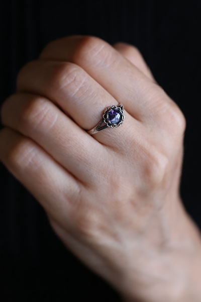 ブルージョンシルバーリング　blue john castleton ヴィンテージジュエリー　アンティークストリュフ