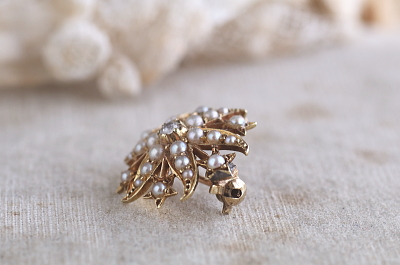 ダイヤモンド　パールペンダントブローチ　アンティークジュエリー　イギリス　アンティークストリュフ 20251210