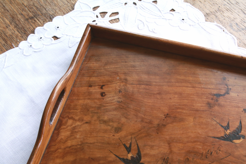 ツバメのオリーブウッドトレイ　フランス　アンティークストリュフ