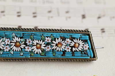 マイクロモザイクでイージーブローチ　イタリア アンティークストリュフ