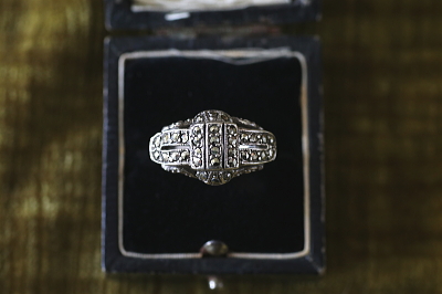 マーカサイトシルバーアールデコリング　ヨーロッパ　アンティークストリュフ