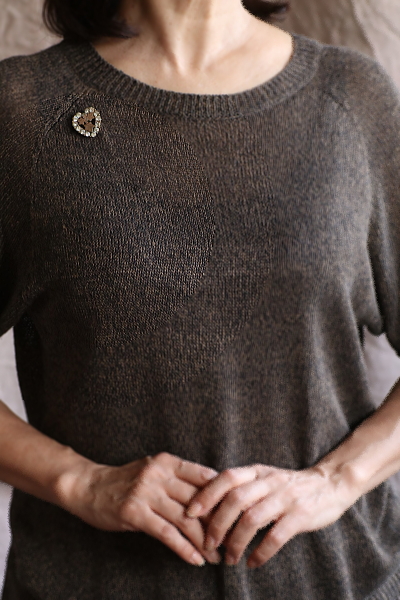 オールドペーストハートブローチ　アイビーリーフ　ヴィクトリアン　ヨーロッパ　アンティークストリュフ