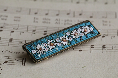 マイクロモザイクでイージーブローチ　イタリア アンティークストリュフ