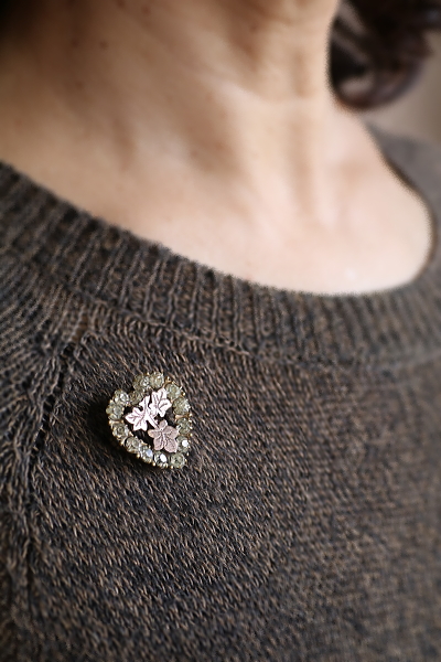 オールドペーストハートブローチ　アイビーリーフ　ヴィクトリアン　ヨーロッパ　アンティークストリュフ