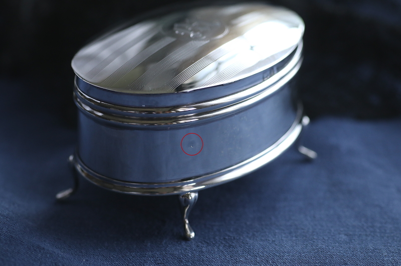 スターリングシルバーオーバルジュエリーボックス　イギリス　アンティークストリュフ