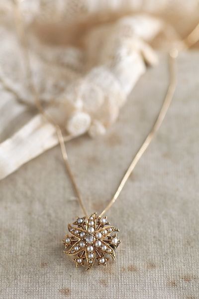 ダイヤモンド　パールペンダントブローチ　アンティークジュエリー　イギリス　アンティークストリュフ 20251210