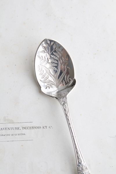 植物文様のジャムスプーン　ヴィクトリアン　イギリス　アンティークストリュフ