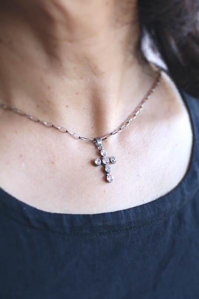 ペーストシルバークロスペンダント　ヨーロッパ　アンティークストリュフ