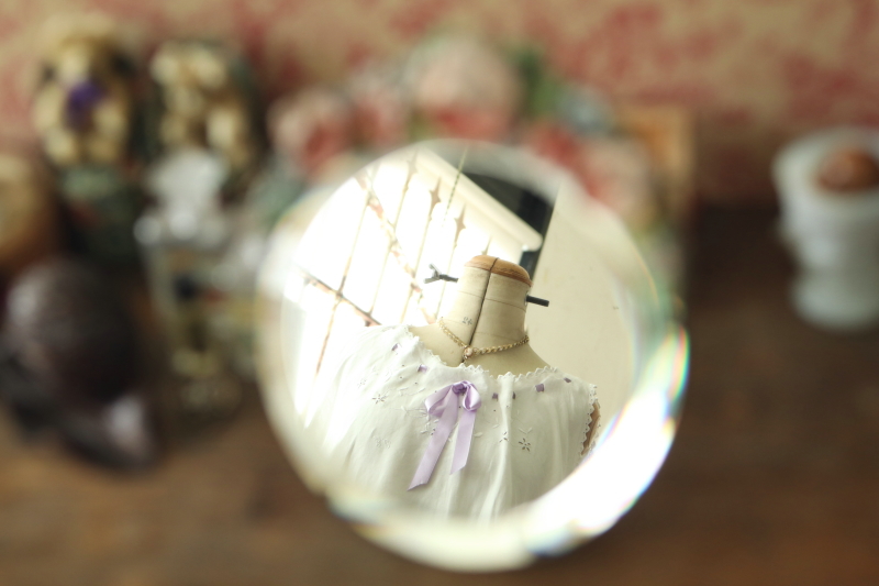 薔薇のバーボラミラー　イギリス　アンティークストリュフ