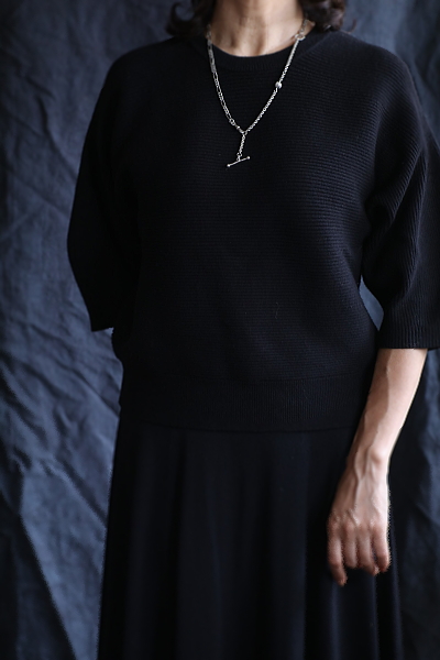 シルバーウォッチチェーンネックレス　Tバー　イギリス　フランス　アンティークストリュフ