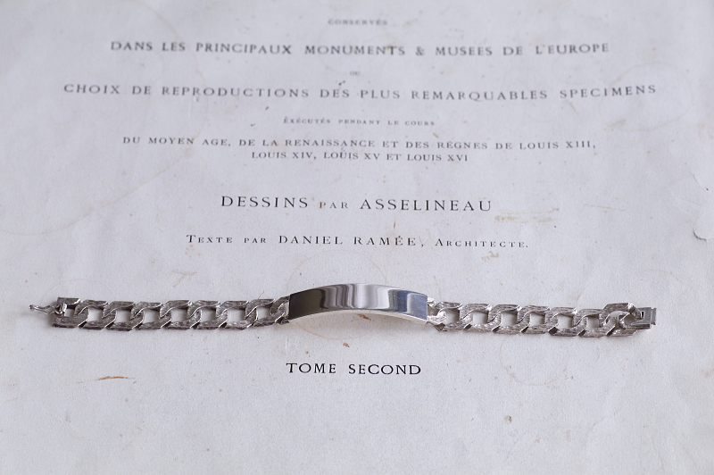 スターリングシルバー　IDブレスレット　イギリス　アンティークストリュフ