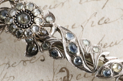 ローズカットストーン　シルバーターバンピン　イギリス アンティークストリュフ