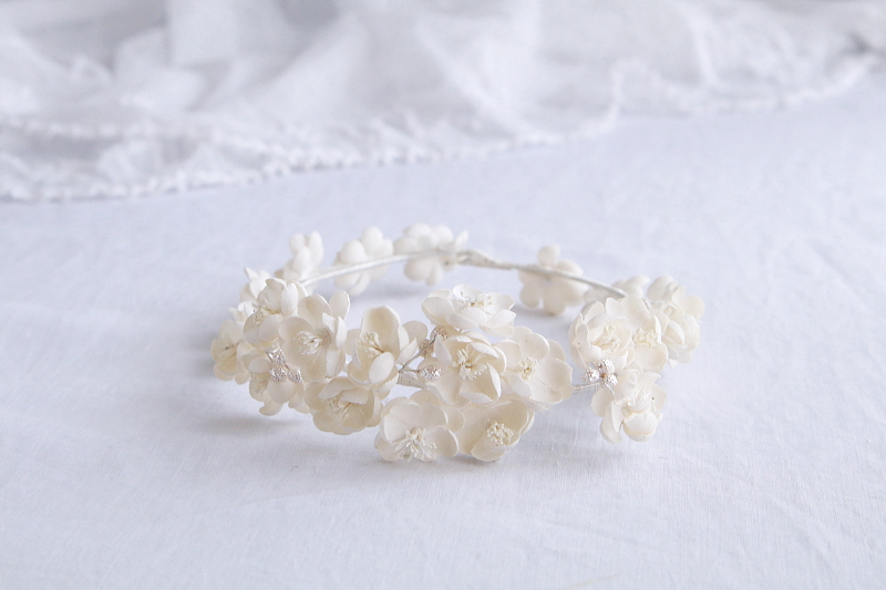 布花のティアラ　ウエディング　フランス　アンティークストリュフ