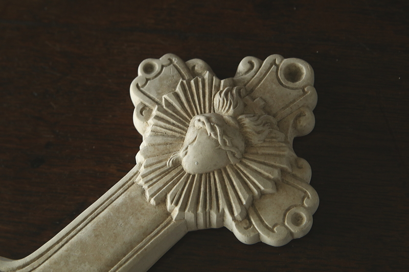 聖水盤の石膏型　Victor, Mauger et Tessier 聖心の十字架　フランス　アンティークストリュフ