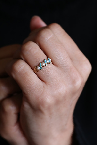 パール&ターコイズリング　ヴィクトリアン　ジョージアンリング　指輪　アンティークジュエリー　イギリス　アンティークストリュフ 20251212