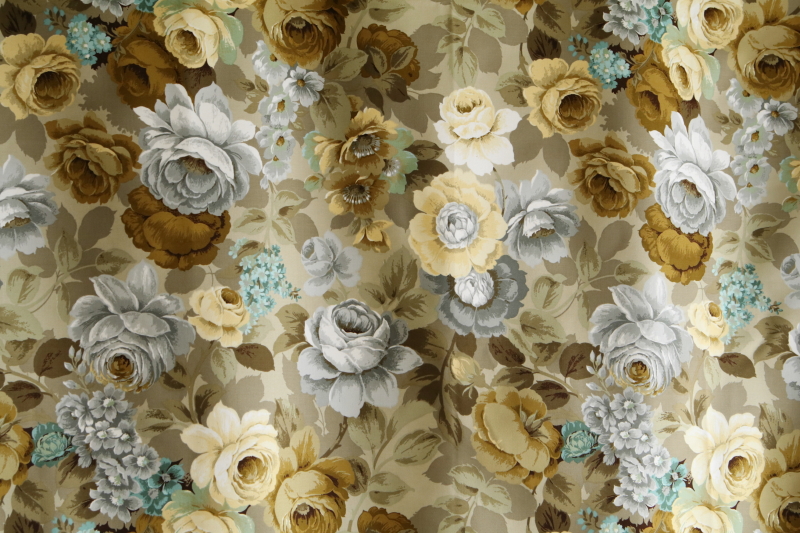 薔薇と勿忘草のヴィンテージプリントファブリック　sanderson イギリス　アンティークストリュフ