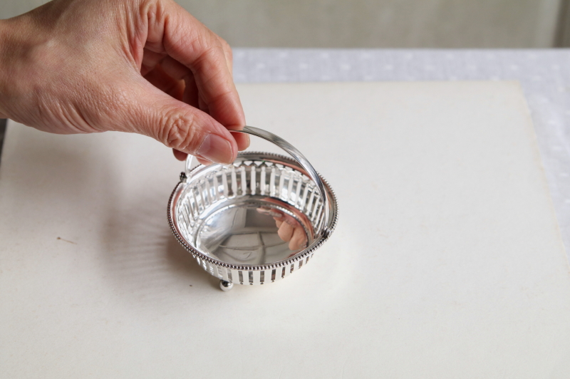 シルバーキャンディーバスケット　エドワーディアン　イギリス　アンティークストリュフ