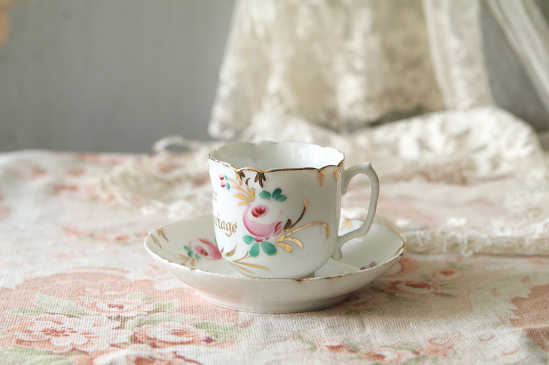 ウエディングスーベニール　コーヒーカップソーサー　vieux paris　アンティークストリュフ