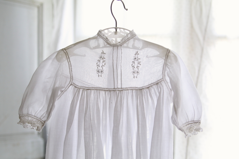 アイリッシュクロッシェ　コットンローンベビードレス　イギリス　アンティークストリュフ