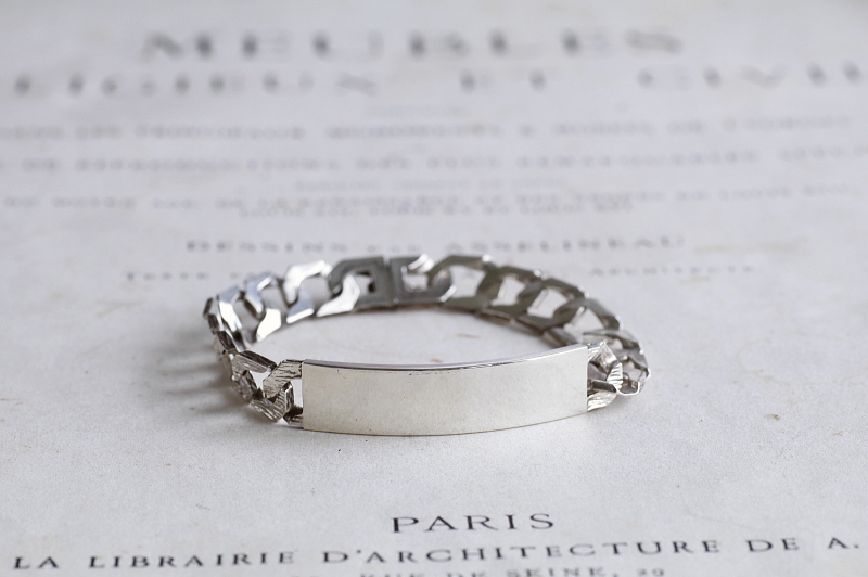 スターリングシルバー　IDブレスレット　イギリス　アンティークストリュフ