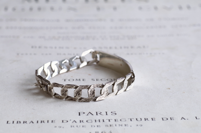 スターリングシルバー　IDブレスレット　イギリス　アンティークストリュフ