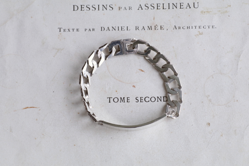 スターリングシルバー　IDブレスレット　イギリス　アンティークストリュフ