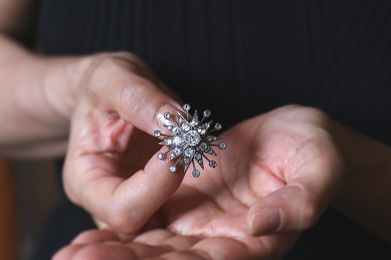 ヴィクトリアン～エドワーディアン　シルバーペーストブローチ　馬蹄　スター　アンティークストリュフ