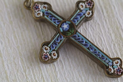 マイクロモザイク　クロスペンダント　ヴィンテージジュエリー　アクセサリー　イタリア　アンティークストリュフ 20251218