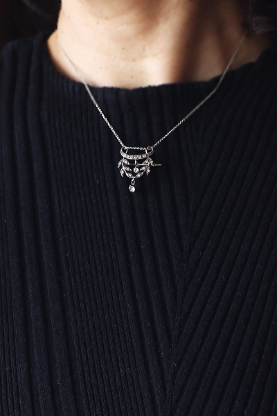 ヴィクトリアン～エドワーディアン　シルバーペーストブローチ　馬蹄　スター　アンティークストリュフ