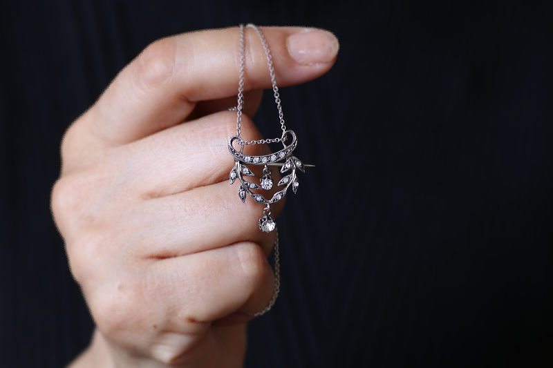 ヴィクトリアン～エドワーディアン　シルバーペーストブローチ　馬蹄　スター　アンティークストリュフ