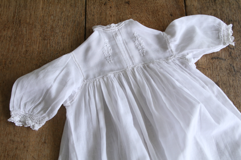 アイリッシュクロッシェ　コットンローンベビードレス　イギリス　アンティークストリュフ