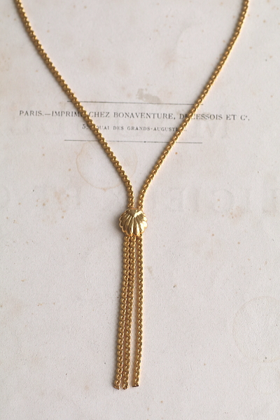 シェルパターン　ゴールドトーンメタルネックレス　コスチュームジュエリー　イギリス アンティークストリュフ