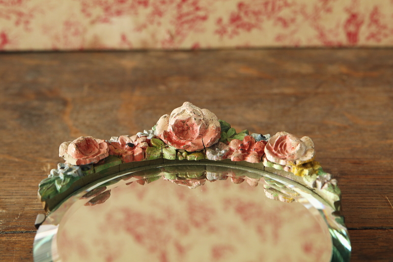 薔薇のバーボラミラー　イギリス　アンティークストリュフ