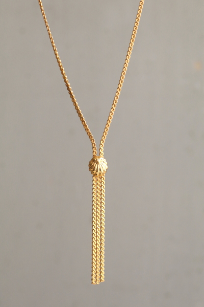 シェルパターン　ゴールドトーンメタルネックレス　コスチュームジュエリー　イギリス アンティークストリュフ