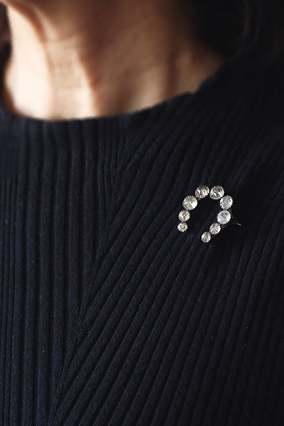 ヴィクトリアン～エドワーディアン　シルバーペーストブローチ　馬蹄　スター　アンティークストリュフ