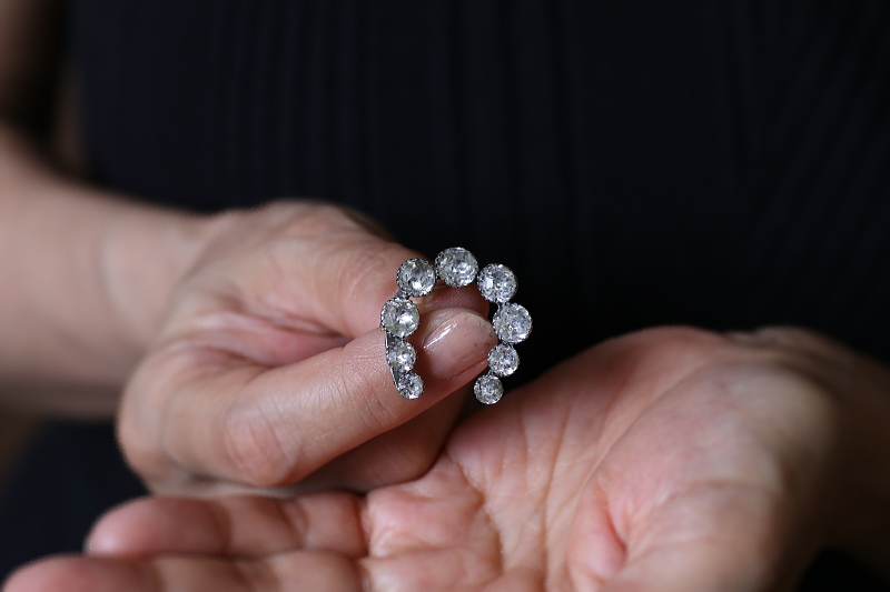 ヴィクトリアン～エドワーディアン　シルバーペーストブローチ　馬蹄　スター　アンティークストリュフ