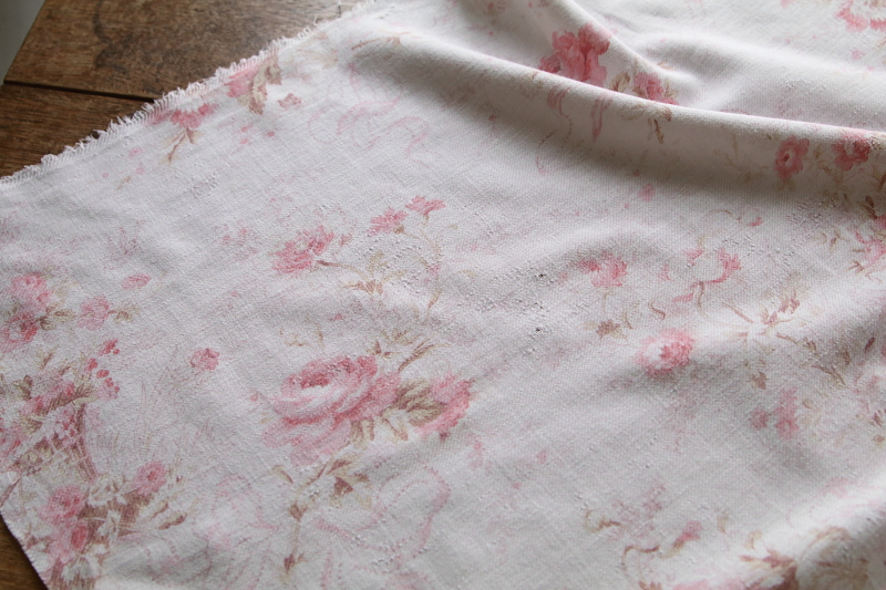 薔薇のブーケ　フレンチコットンファブリック　フランス　アンティークストリュフ