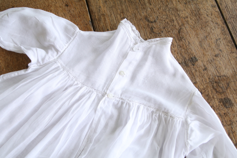 アイリッシュクロッシェ　コットンローンベビードレス　イギリス　アンティークストリュフ