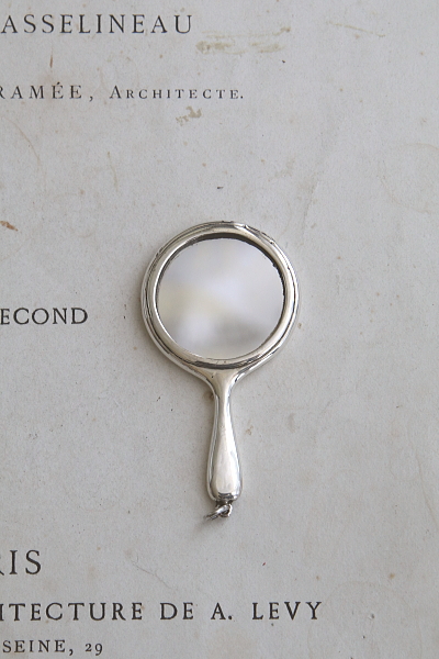 スモールシルバーハンドミラー　イギリス　アンティークストリュフ